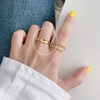 Golden South Korean ring, fashionable advanced brand goods, European style, high-quality style, simple and elegant design, on index finger, wholesale