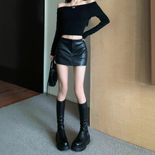 黑色欧美皮裙半身裙女春夏防走光裙裤辣妹高腰性感紧身包臀裙短裙