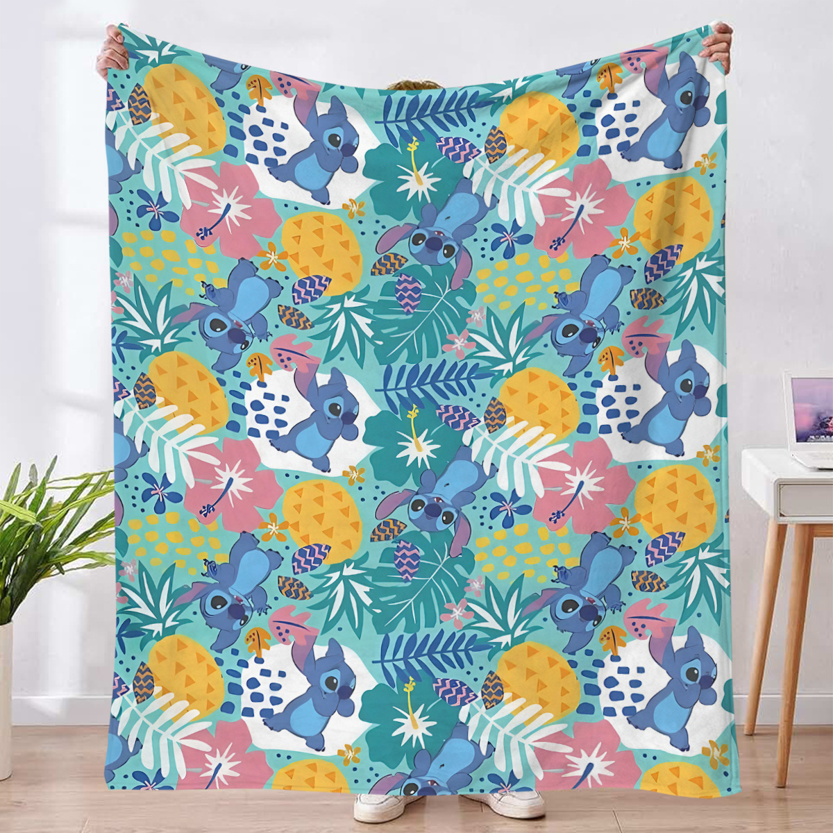 Flange serie Stitch impresión digital alfombra de peluche hogar oficina siesta alfombra de flange invierno otoño