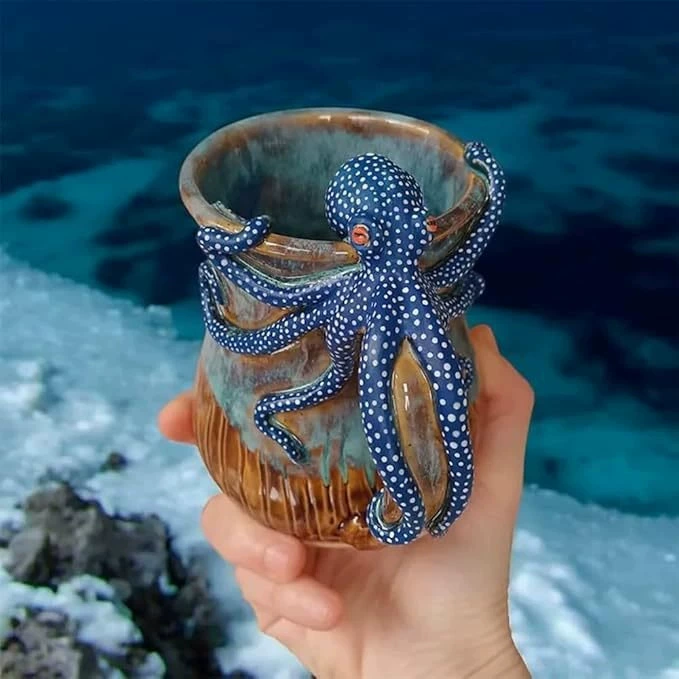 Новая кружка-осьминог Deep Blue от Amazon с резиновым отпечатком Deep Blue Octopus Resin Mark Coffee Cup