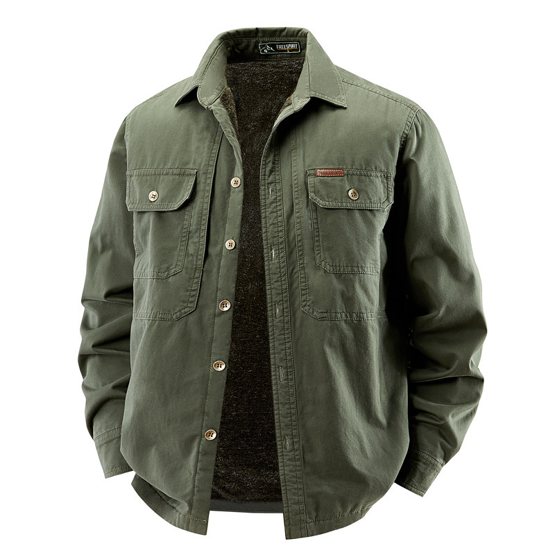 【Price Control 138】Four Seasons Pure Cotton Long Sleeve Shirt for Men, Regular Style, Fleece Lined, Multi-Pocket, Spring and Autumn Casual Workwear 【Price Control 138】Four Seasons Pure Cotton Long Sleeve Shirt for Men, Regular Style, Fleece Lined, Multi-Pocket, Spring and Autumn Casual Workwear
