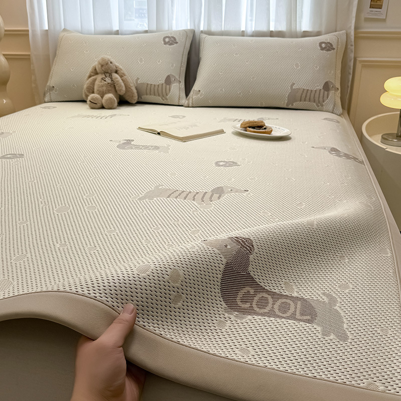 A clase madre e infante grado frijoles de verano estera de seda de hielo estera de verano hogar estera suave se puede lavar con máquina dormitorio set de tres piezas 4
