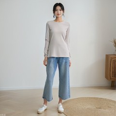 丸首ピマコットンインナーTシャツ レディース 2024 無地 スリムフィット 着痩せ 快適 多用途 長袖トップス 通勤