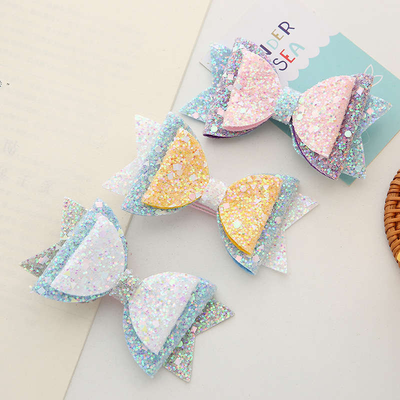 Hair Clip Hair Accessories Type Princess Kid'S Knot Butterfly Bow Knot Glitter Sequins Sequins Hair Clip