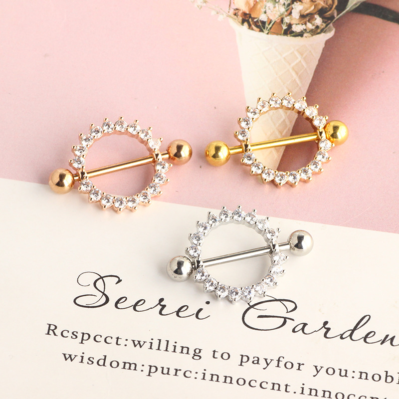 Rose Gold Peach Heart Zircon Emulsion Stud Earrings 6mm Straight Rod Star CZ Cartilage Piercing Jewelry detail image 7