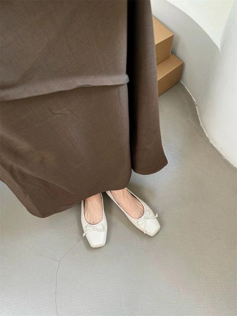 Silver Single Shallow Mouth Bow Spring Autumn High-end French Style Evening Flat Fashion Women's Versatile Shoes_vogvips.com