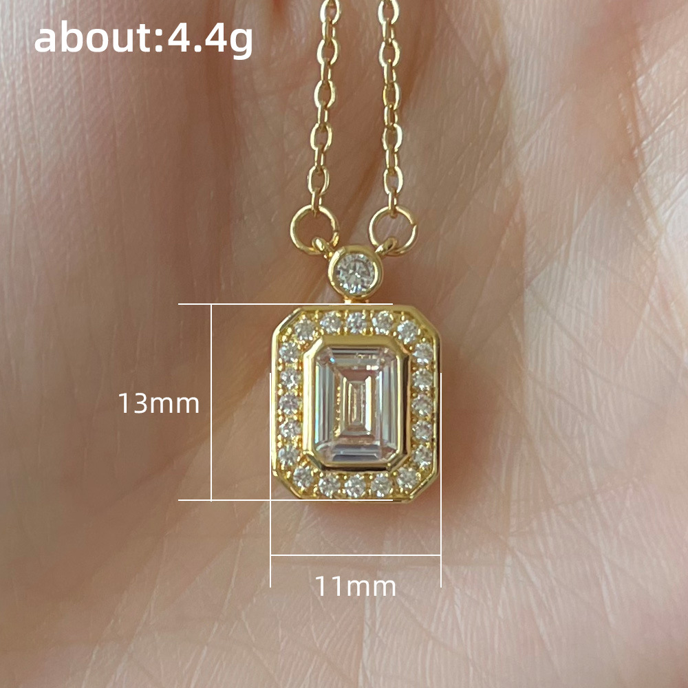 8g Weight Copper Pendant Material Copper Simple Style Shiny Inlay Rectangle Perfume Bottle Zircon Pendant Necklace