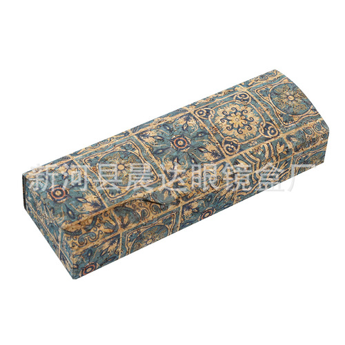 Business Retro Spray Sun Vintage Leather Fashion Wood Grain LOGO Student Sunglasses Box Storage