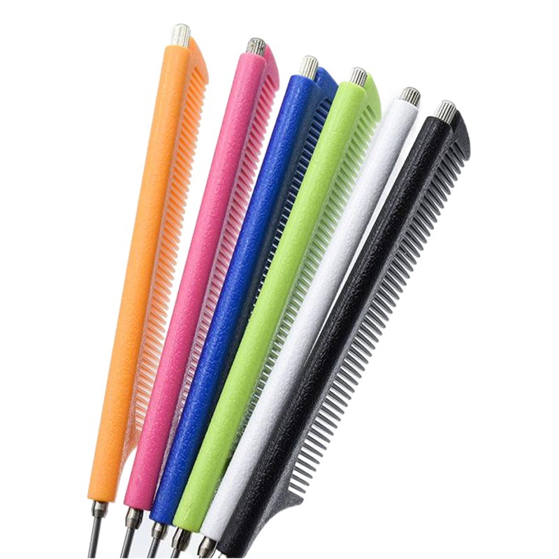 Fabricante de peines de cola puntiaguda de colores, peines de peluquería, peines de acero retráctiles y prácticos para mechas, específicos para salones, y peines de plástico al por mayor.
