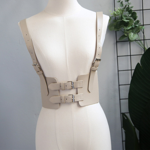 Street photography fashion ladies girdle s punk style wide suspenders versatile fashion shoulder straps European and American waist belt