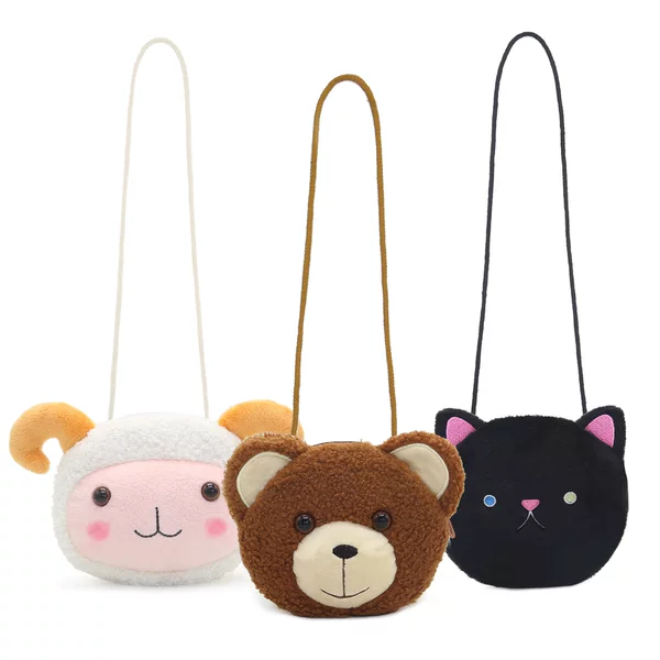 New Cute Trendy Plush Bear Shoulder Bag Children's Crossbody Bag Coin Coin Purse Boys and Girls Crossbody Bag