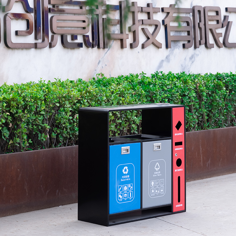户外垃圾桶不锈钢多分类果皮箱商场广场公园街道垃圾箱
