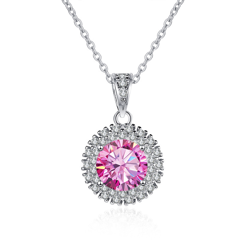 Colgante de plata esterlina s925 mujer collar de piedra de mozan bolso cuadrado brillante 1 quilate collar de diamante de mozan color D collar de diamante de mozan