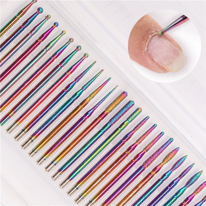 Cruz-frontera manicura nuevo 30 unids galvanoplastia color mágico tungsteno acero molienda cabeza traje diamante aleación pelado herramienta