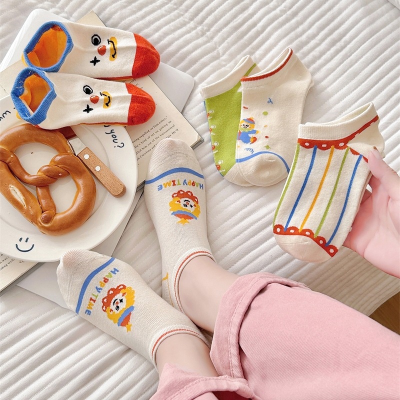 South Korea Summer Thin Cute Clown Low-end Shallow Mouth Invisible Socks Women's Short Socks Ins Trendy Cotton Boat Socks