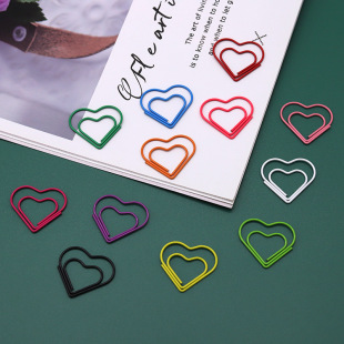 Color love shape paper clip factory wholesale bookmark paper clip office cute creative cartoon special-shaped pin