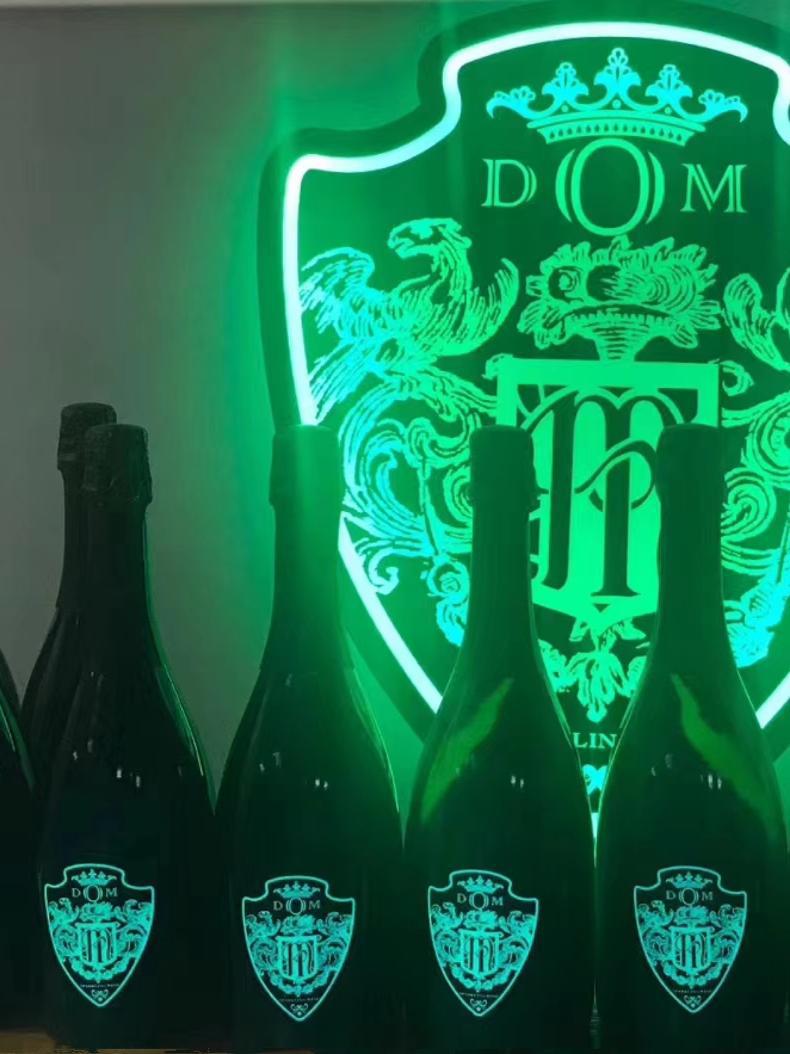 EL冷光片发光酒标夜光香槟酒标贴LED发光酒瓶标签标牌可