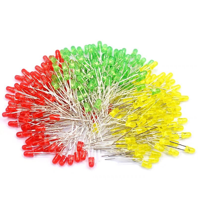 Светодиод F3MM круглая головка, белый вывод, длинные/короткие ножки, прямой вставной светодиод F3 3 мм