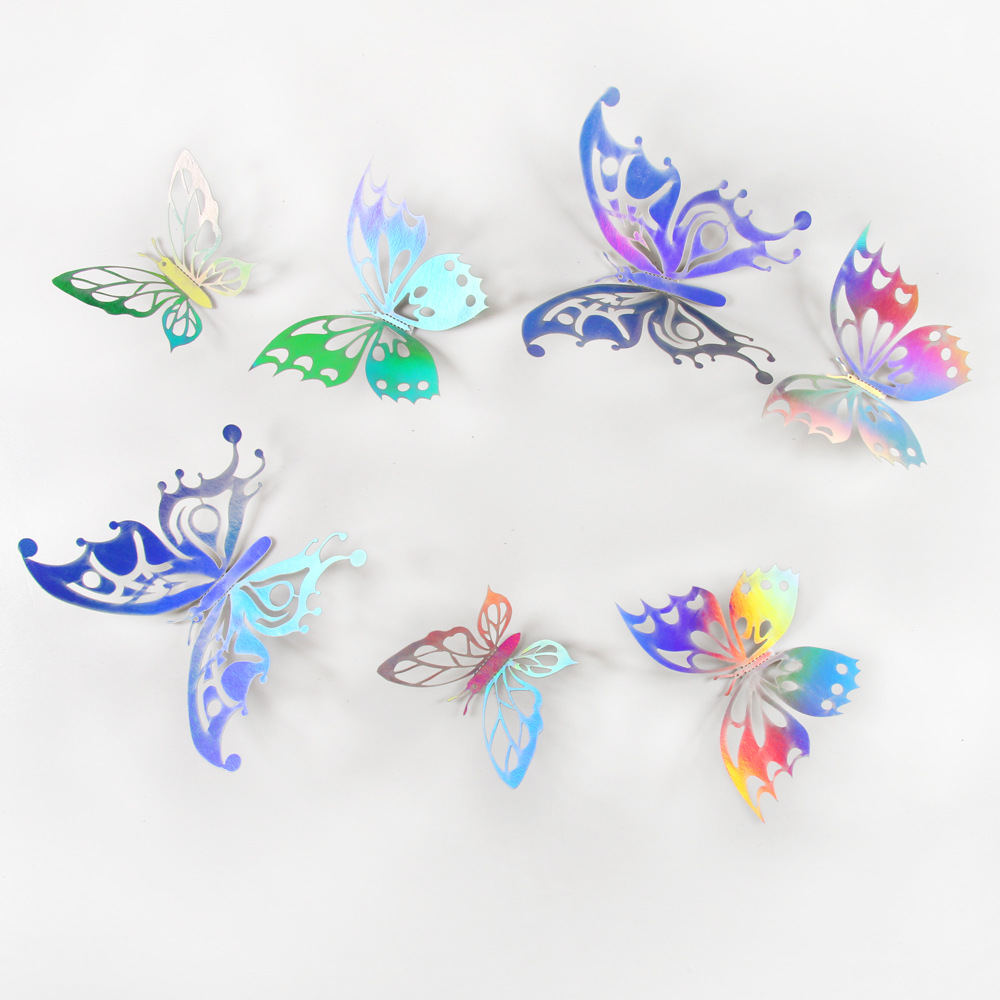 Foreign Trade Colorful 12-Pack 3D Hollow Butterfly Art Home Party Decoration Background Wall Stickers_voghion.com