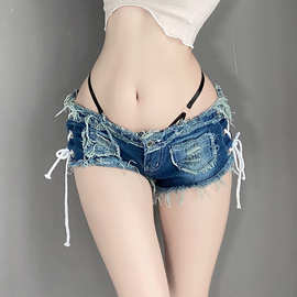 性感情趣内衣女开档免脱牛仔短裤火辣诱惑床上调情制服8024