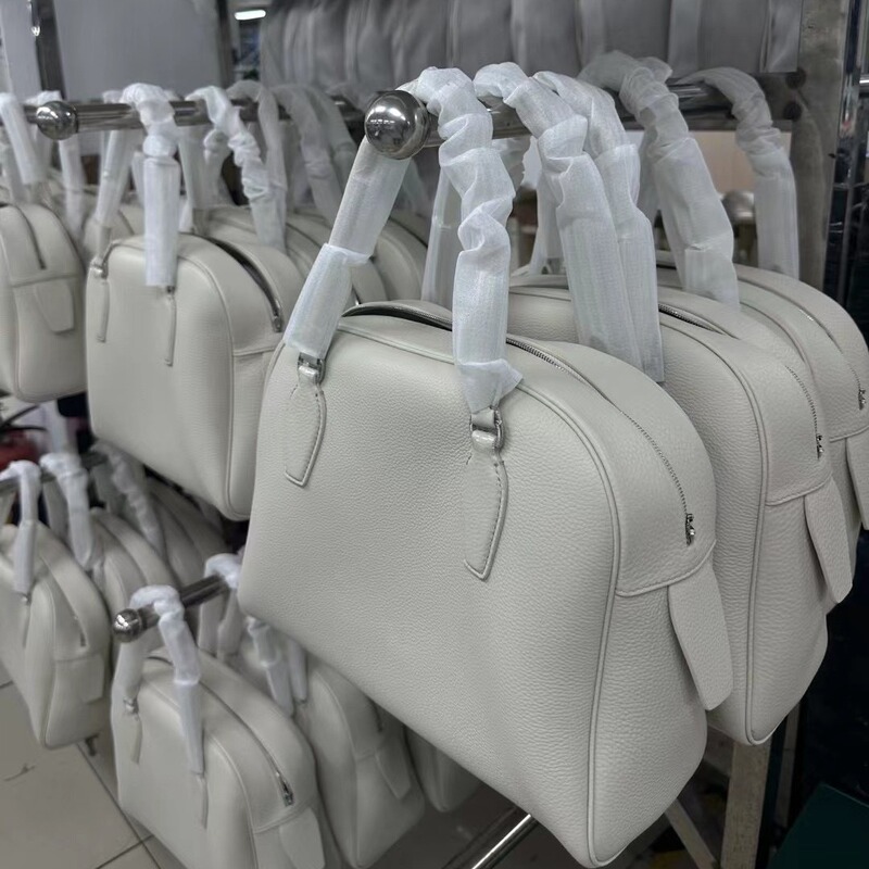 [Handmade] Row Bowling ~ Ins High-End Imported Imitation Deer Cowhide Boston Bag Work Clothing Handbag