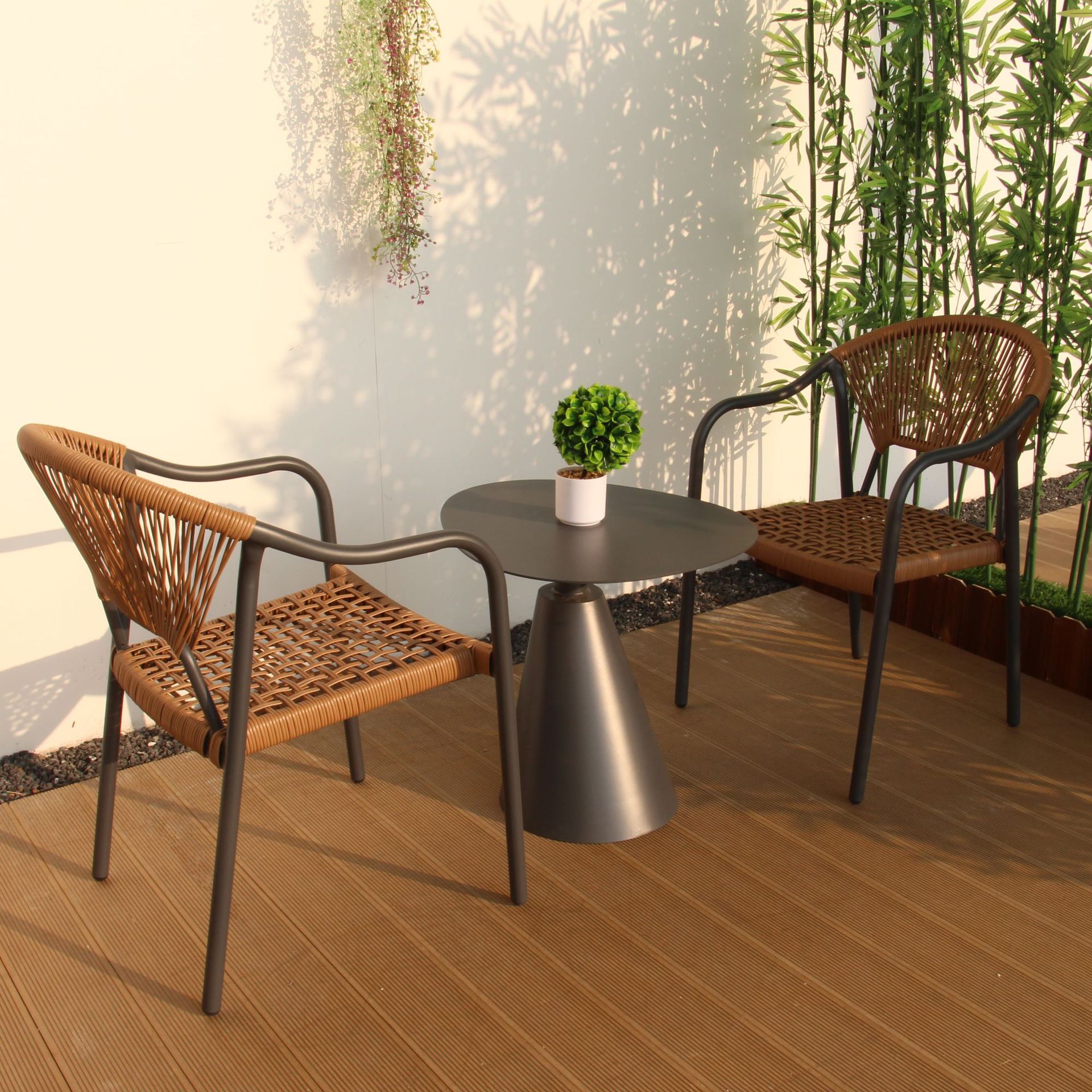 Mesa de centro redonda al aire libre nórdica mesa de negociación combinada patio balcón mesa de centro de ratán mesa de centro pequeña creativa muebles de hotel