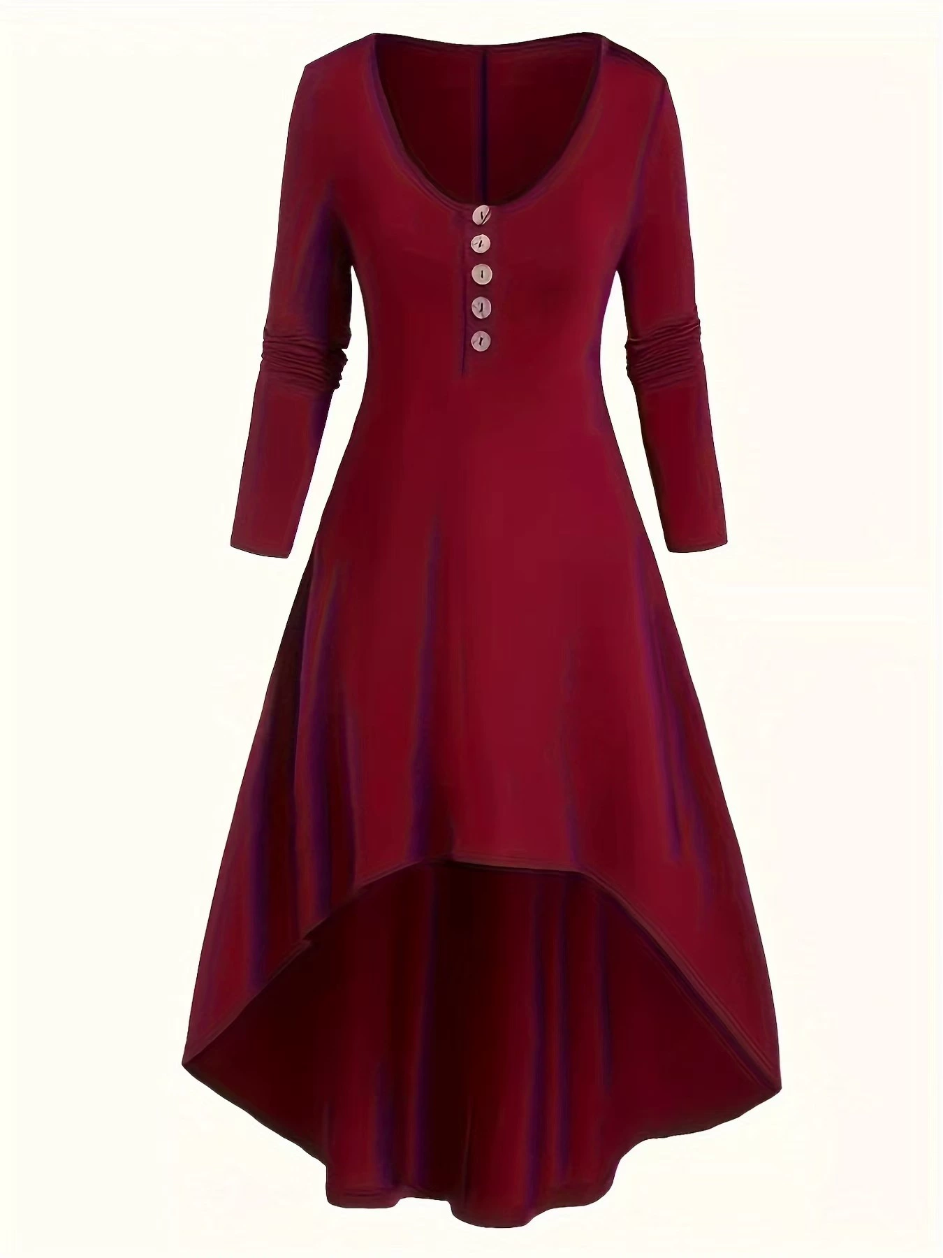 2024 Трансграничная европейская и американская женская одежда Amazon независимая станция новый сплошной цвет платье с длинными рукавами и высокой талией