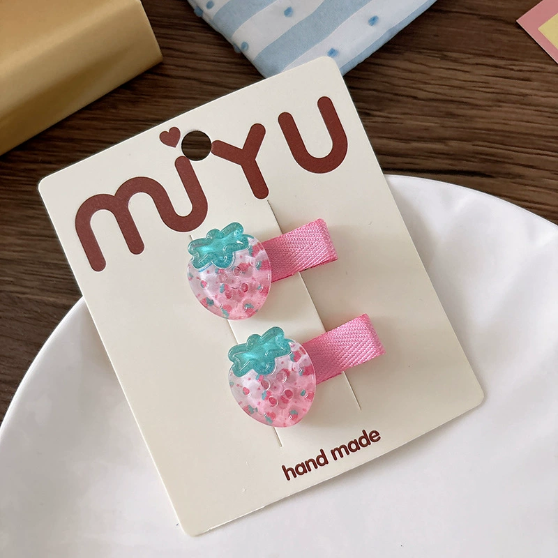 Свежая фуксия, прозрачная, детская клубника, мультяшная, маленькие универсальные заколки для волос, широкая цветовая палитра