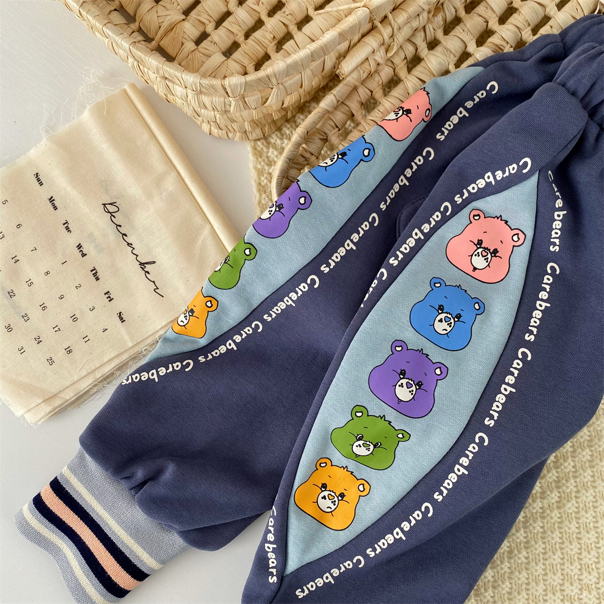 MILAMILAKIDS 2022 Autumn And Winter New Boys And Girls Rainbow Bear Thread Terry Trousers