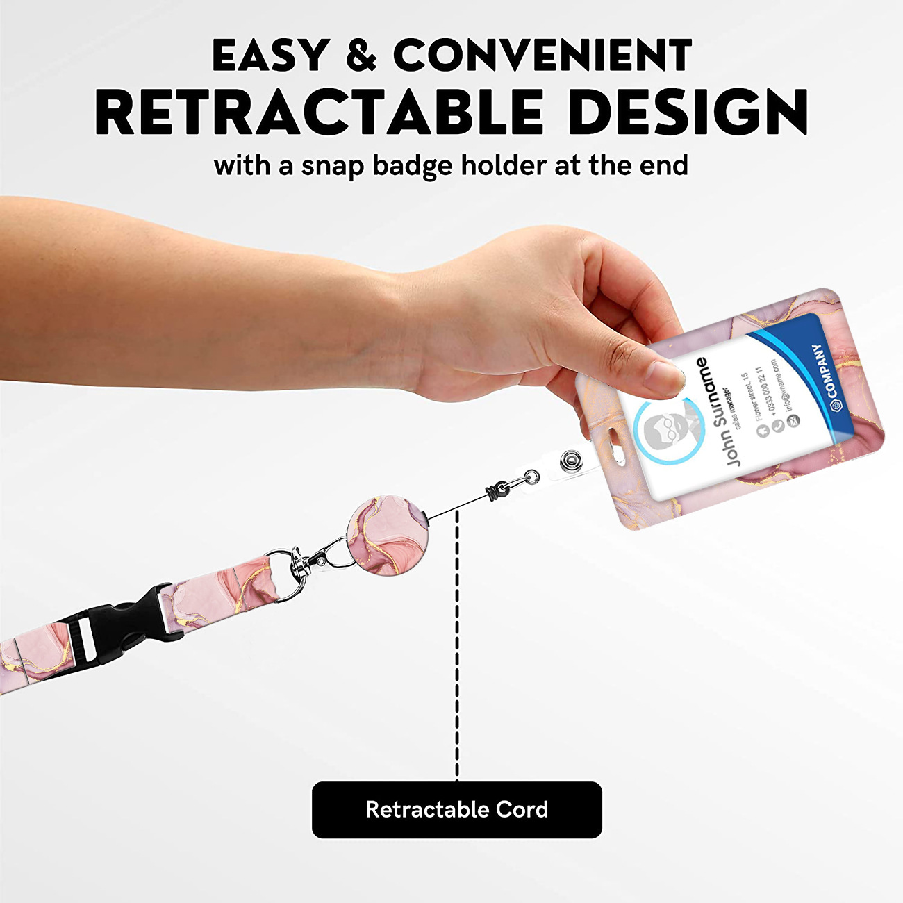 Patrón de mármol pintura al óleo cielo estrellado impresión en color retráctil fácil tirar hebilla teléfono móvil ID hebilla cordón titular de la tarjeta