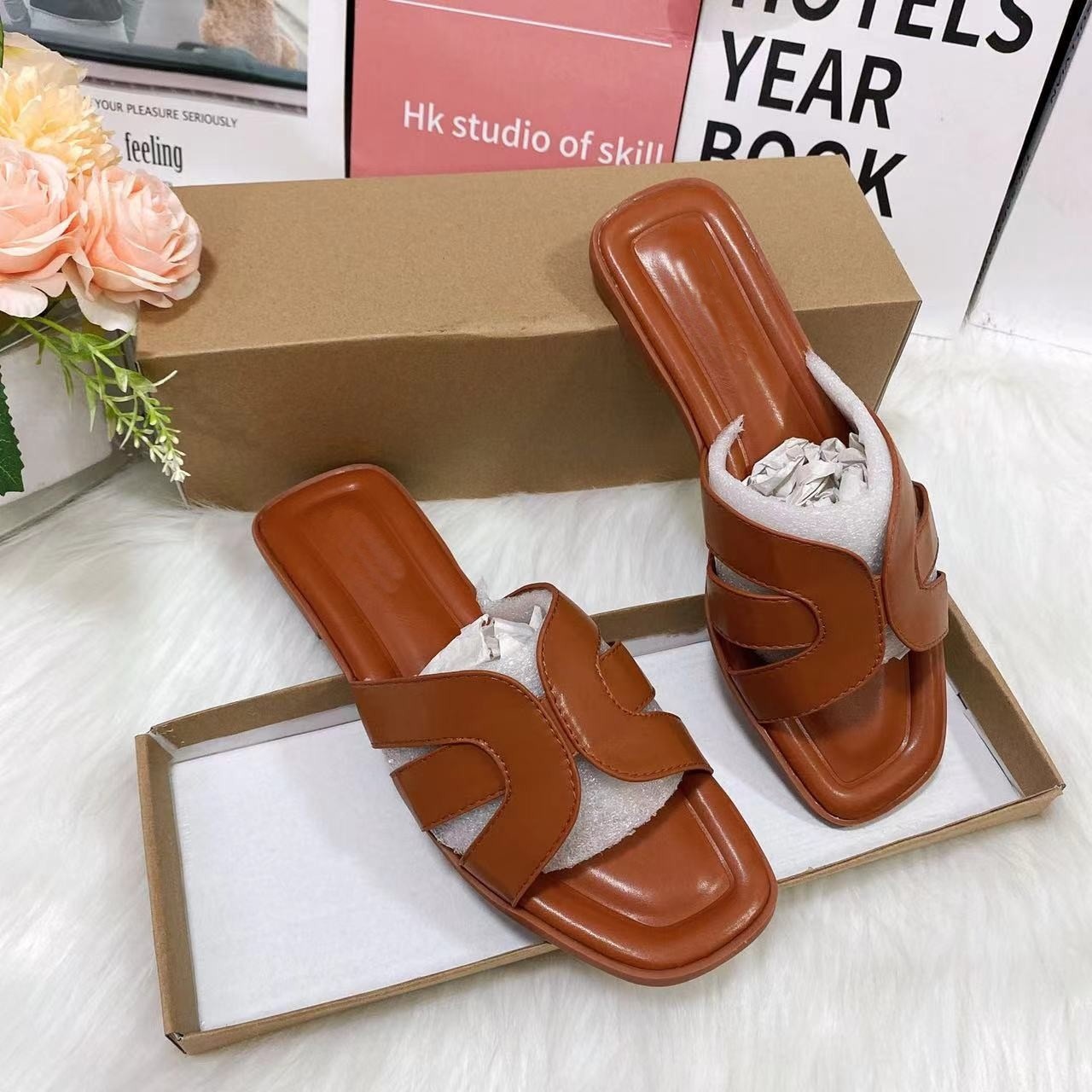 Sandali bassi donna punta quadrata ciabatte eleganti e casual_voghion.com
