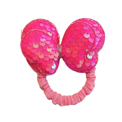 Glitter Butterfly Hair Tie for Kids, Non-Damaging Hairband with Butterfly Knot, High Ponytail Hair Ribbon for Girls, Rubber Band Hair Accessory