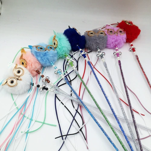 Evanity забавная кошачья палка мультфильм милый большой меховой шар забавная кошачья палка длинная Фея кошачья палка игрушка для кошек