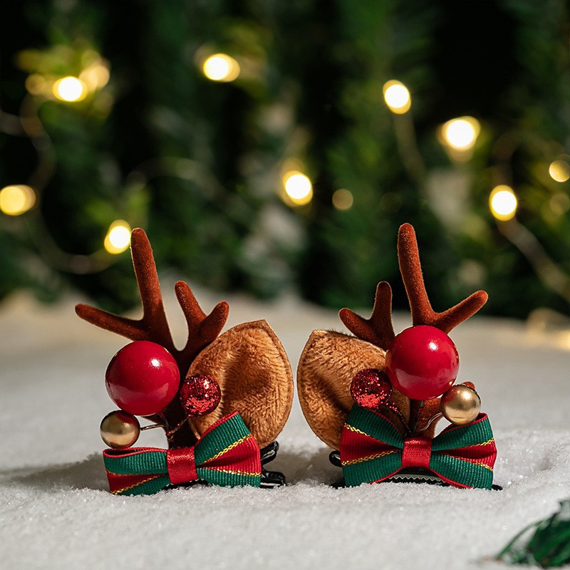 Adorable cabello de Navidad corno de ciervo cinco estrellas cabeza de banda de cabello de Navidad para niños corpos de cabello de decoración accesorios clipes de cabello