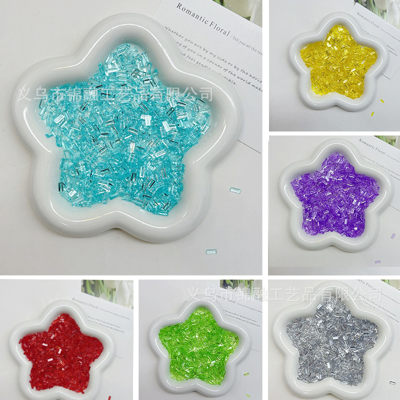 Handmade DIY Acrylic Ice Strips Long Flat Bottom Rhinestone Accessories Injection Molding Internet Celebrity Live Fill Handmade Ball Materials