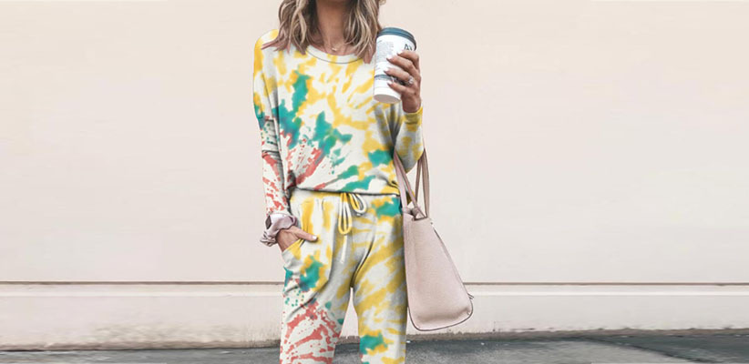 Casual Tie Dye Polyester Printing Pants Sets 2 Piece Set