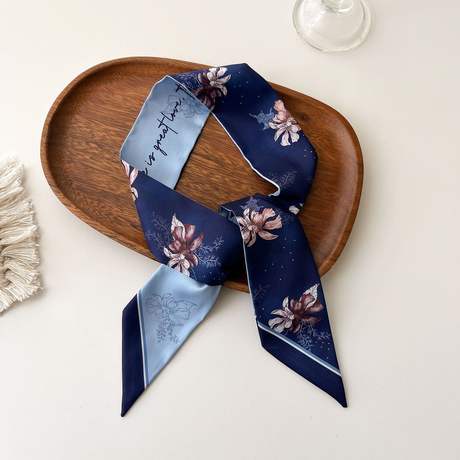 Foulard in seta da donna nastro decorativo per borsa e capelli_voghion.com
