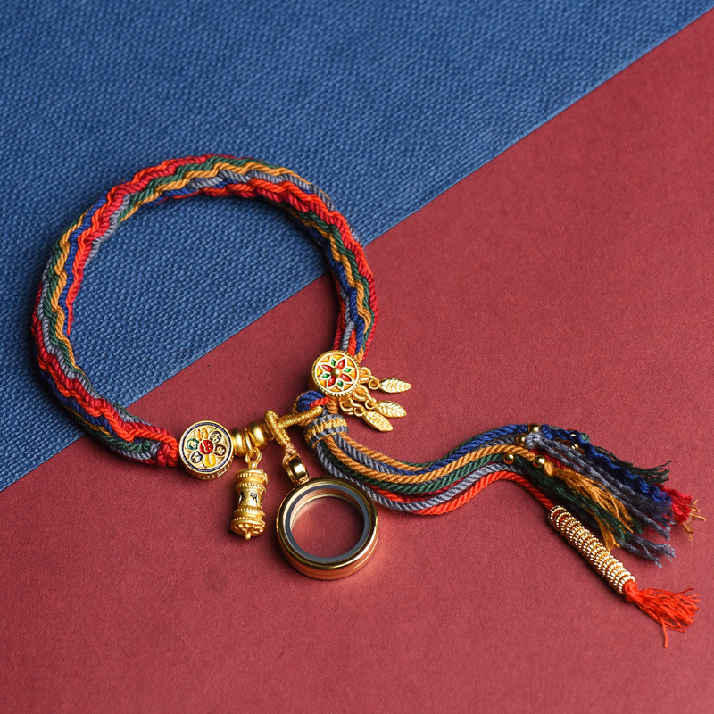 Mano tejida estilo Xizango mano cuerda zachilam mano cuerda verde madre cinco maestro thangka pulsera Xizanga mano cuerda regalo femenino