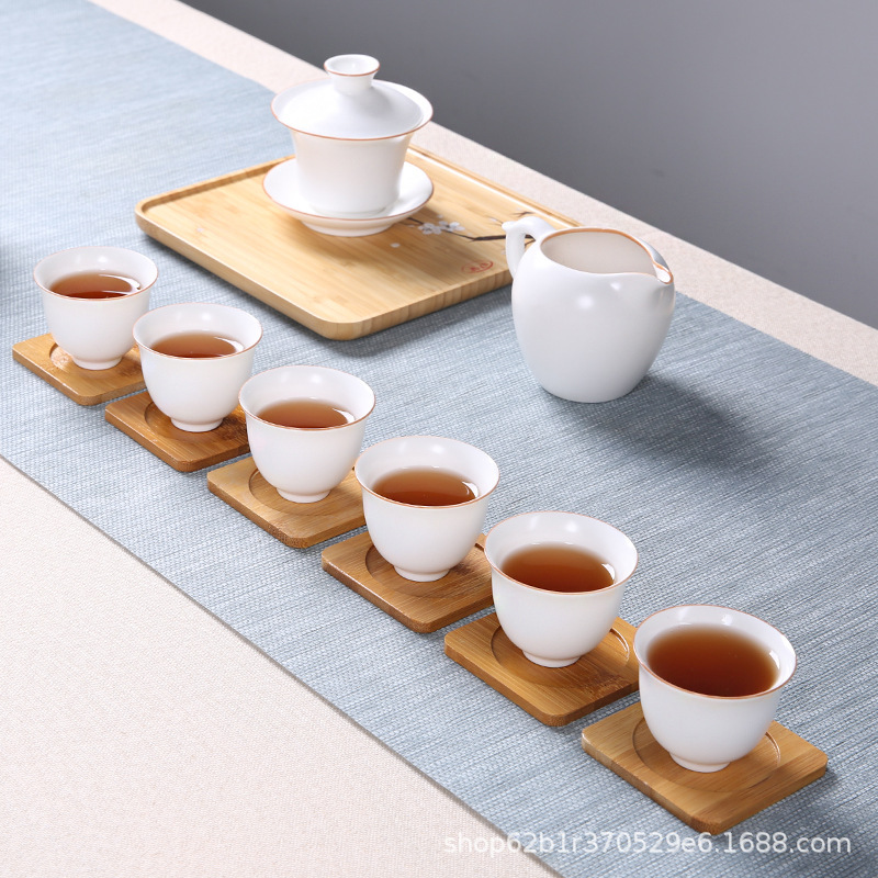 Guochao nuevo bambú taza almohadilla de taza cuadrada redonda porta taza kung fu ceremonia del té accesorios de arte de bambú herramientas de ceremonia del té
