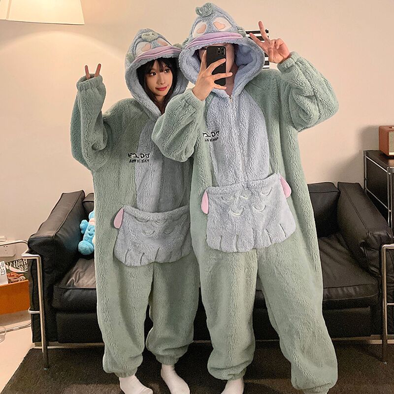 情侣连体睡衣女加厚珊瑚绒冬季可爱洛米大男士法兰绒家居服|undefined