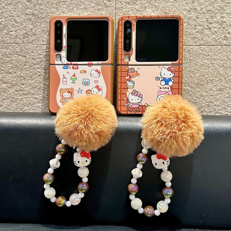 Huawei P60/Purax Ski-Themed Kitty Phone Case Suitable for Samsung Zflip5/6/7 Cartoon Protective Cover