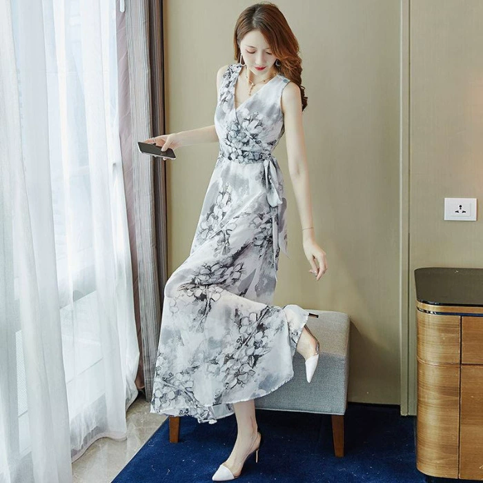 Пляжная юбка Богемная юбка Женское лето 2024 новый пояс на талии Тонкое пляжное шифоновое платье для отдыха