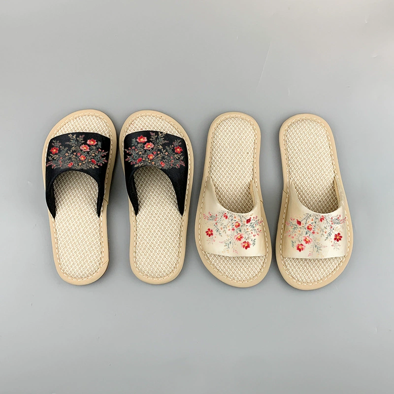 Льняные тапочки женские летние говяжьи сухожилия тапочки для домашнего использования в помещении нескользящие четыре сезона пара льняные тапочки мужчины