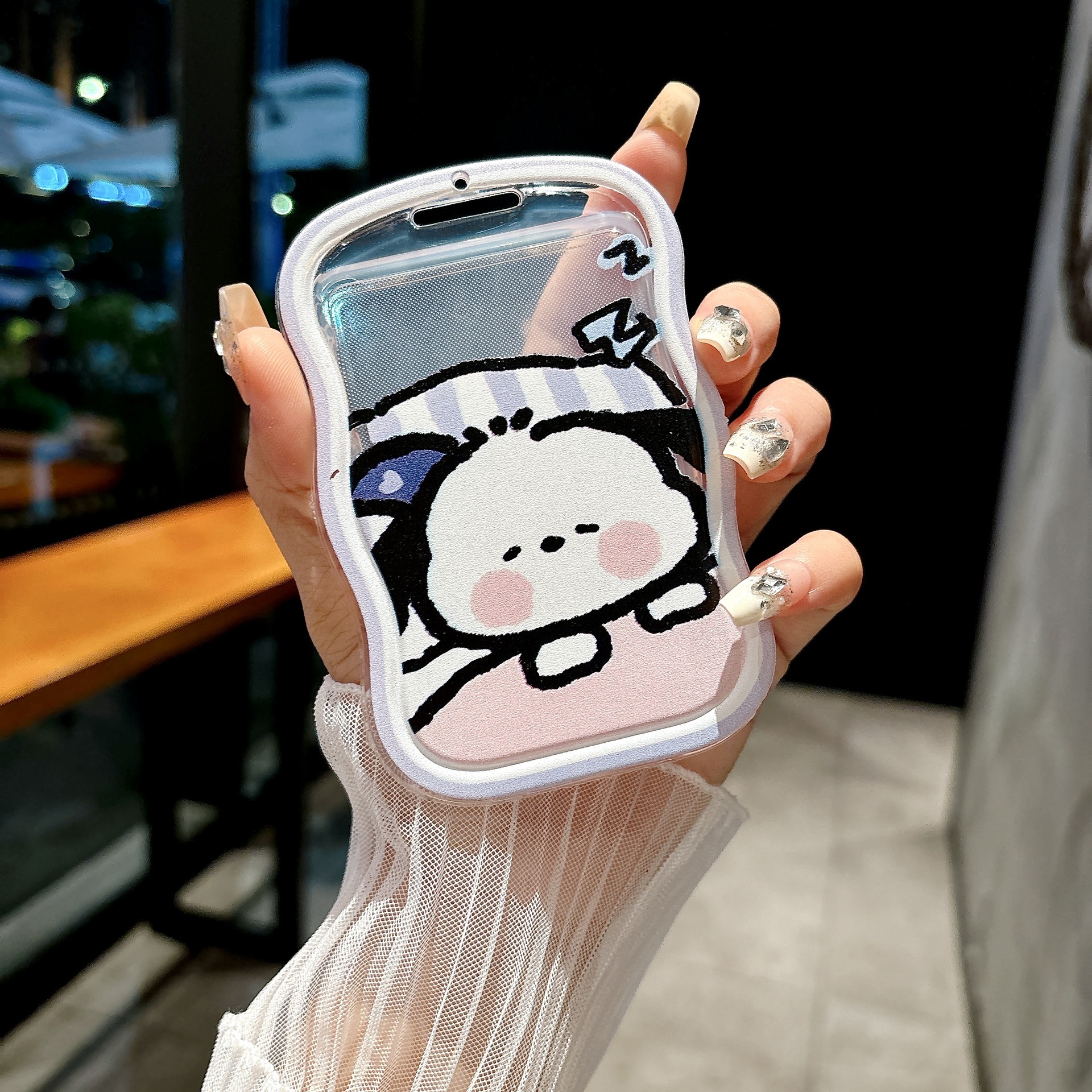 卡通可愛透明滑蓋卡套校園卡學生飯卡公交門禁卡鑰匙扣掛繩防丟