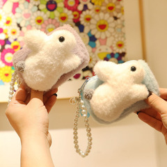 White Rabbit Pearl Pendant Fashion Solid Color Zero Wallet Plush Candy Color Series Wedding Gift Zipper Short