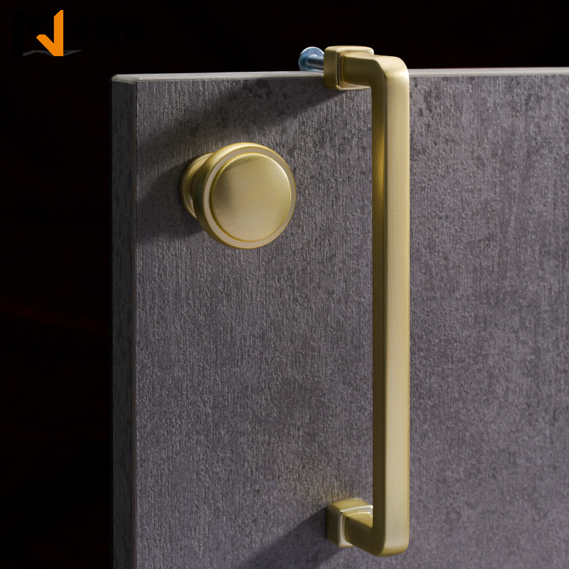 High-end light luxury wardrobe door handles, modern minimalist cabinet solid zinc alloy brushed single hole drawer handles