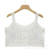 Summer retro short knitted bra top, tank top, flowered, with embroidery, lifting effect