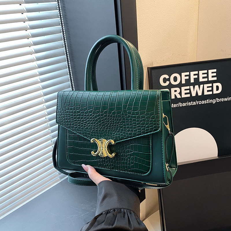 Patrón de piedra pequeño bolso cuadrado comercio exterior transfronterizo viajero todo fósforo bolso retro bolso femenino 2024 nueva moda patrón de cocodrilo femenino