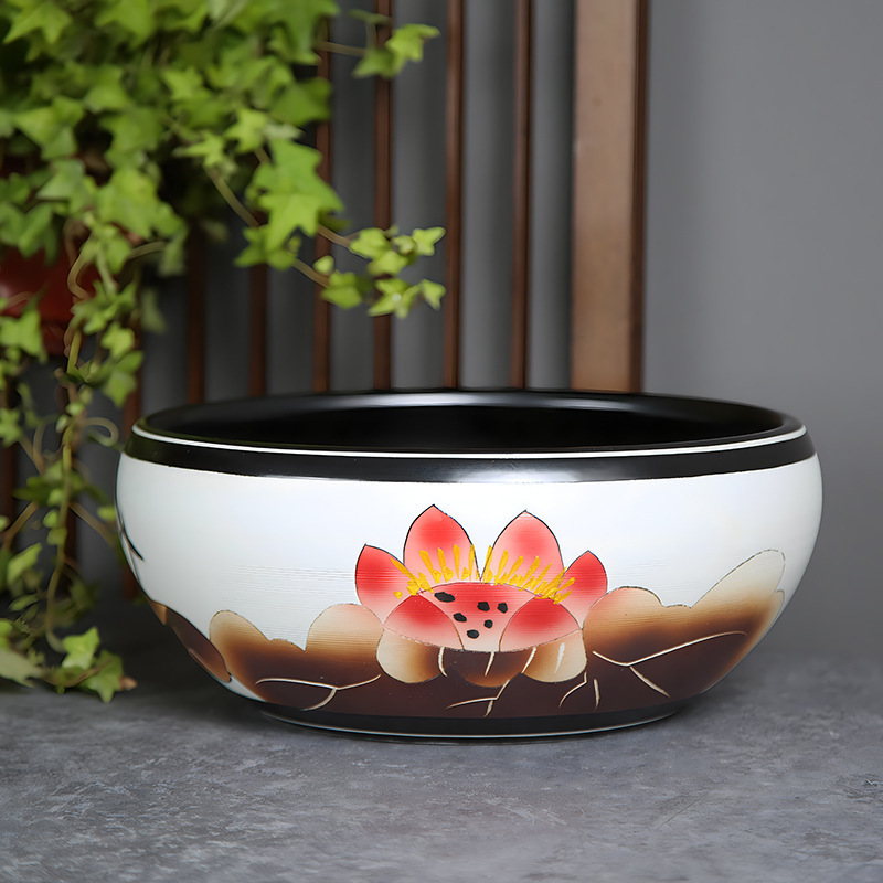 *金魚飼育用景徳鎮陶器大水槽、卸売亀鉢、水耕植物、睡蓮、蓮水槽、卓上飾り|undefined