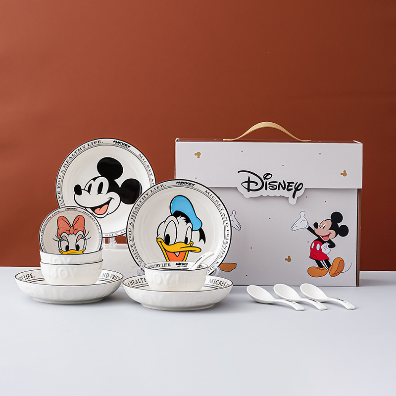 Cartoon Series Donald Duck and Mickey Mouse Ceramic Bowl Tableware Set Single Gift Box Women's Gift Wholesale High Aesthetic Value Cartoon Series Donald Duck and Mickey Mouse Ceramic Bowl Tableware Set Single Gift Box Women's Gift Wholesale High Aesthetic Value